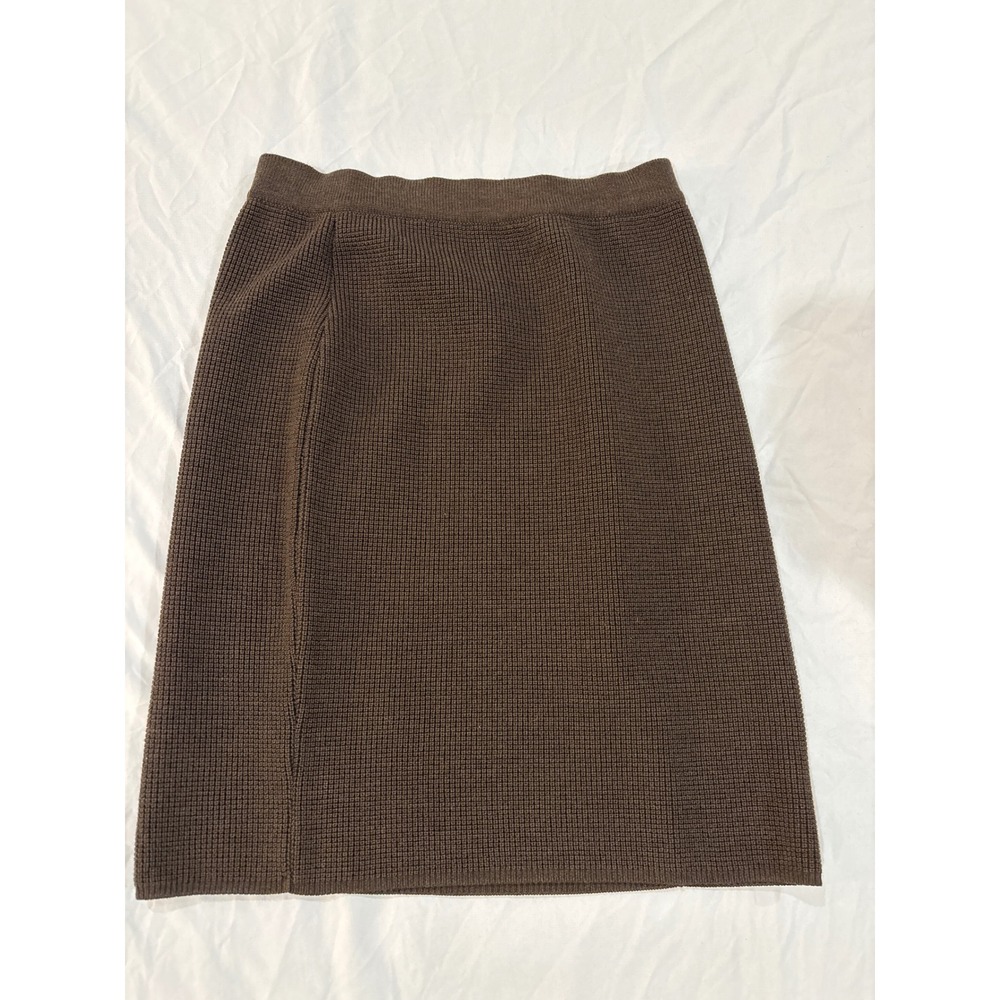 Country Shop Brown 100% Merino Wool Knit Midi Skirt Made in Italy Womens Medium